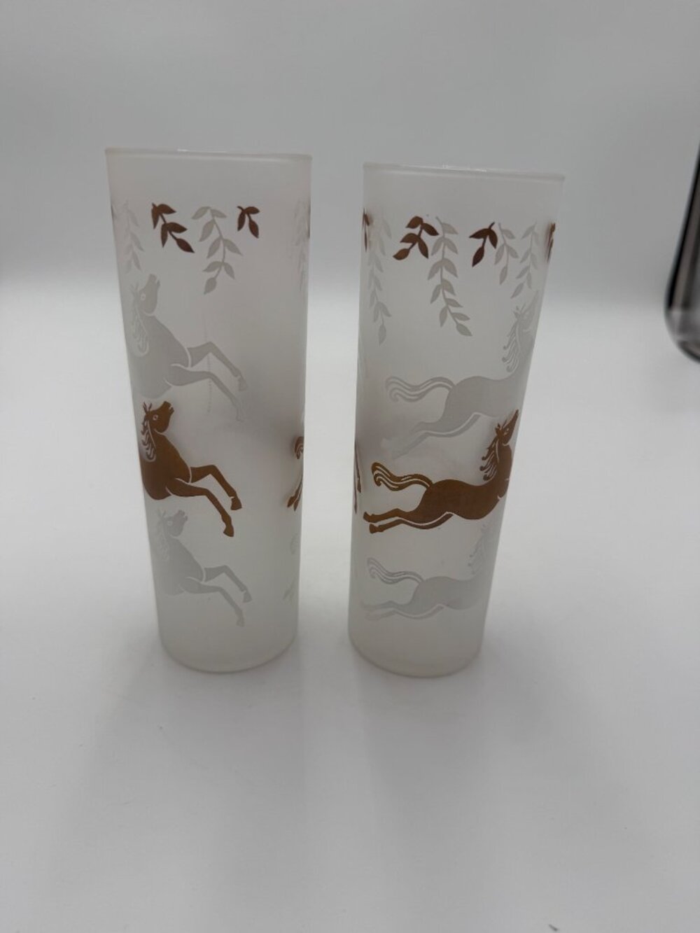 Vintage 1953 Libbey Cavalcade Frosted Glasses Tom Collins Cocktail MCM Barware
